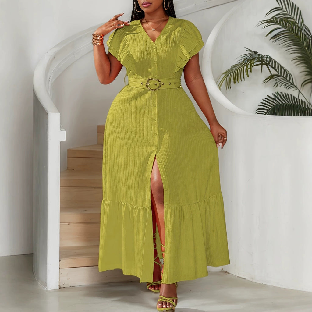 Midikleid mit Schlitz und flatternden Ärmeln – Bild 4 | LuxeStyle