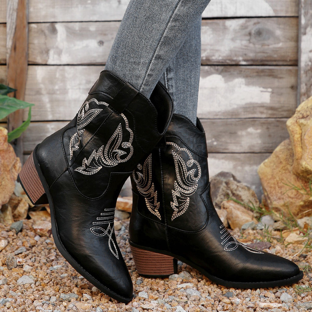 Vintage Western Boots mit Stickerei