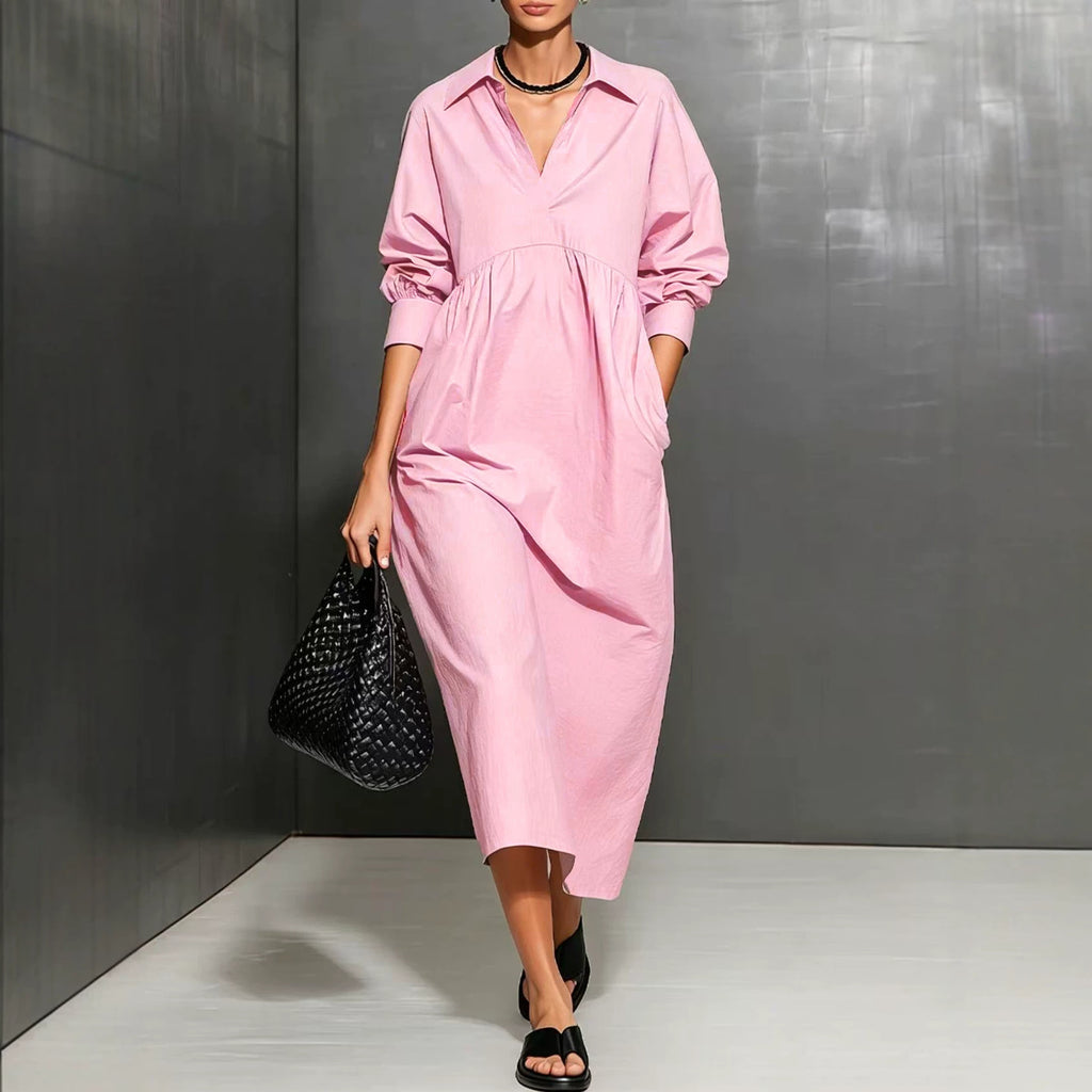Lässiges Langarm-Hemdblusenkleid – Bild 1 | LuxeStyle