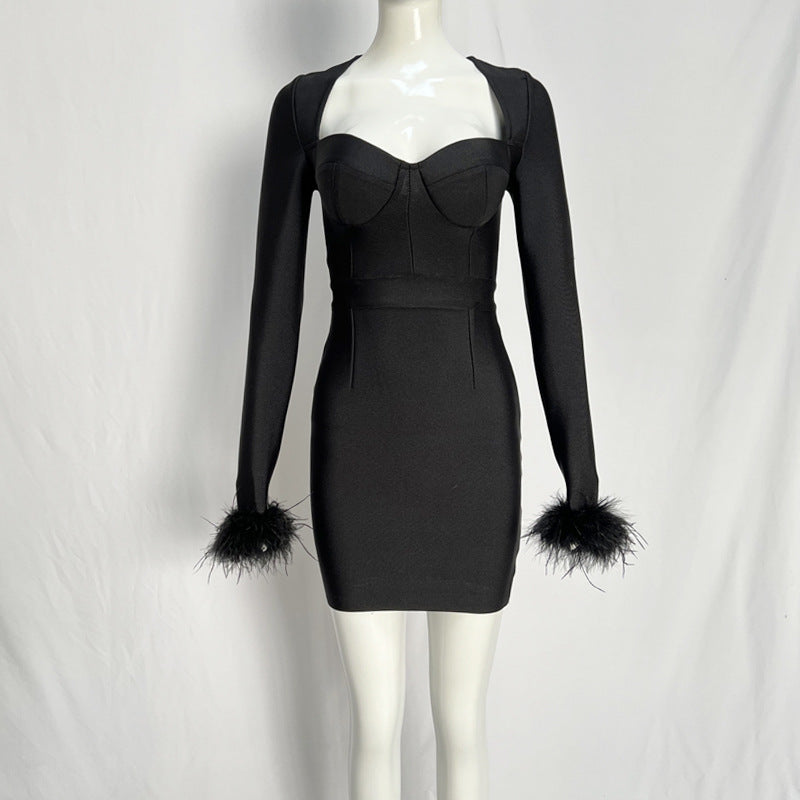 Bandage-Kleid mit Federdetails – Bild 7 | LuxeStyle