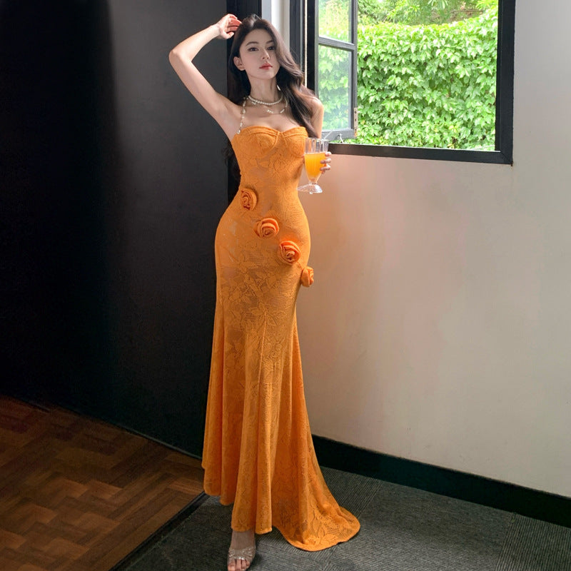 Trägerloses A-Linien-Kleid mit Blumenmuster | LuxeStyle