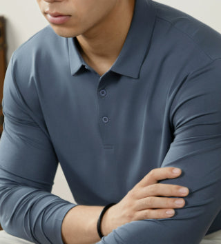 Herren Langarm-Polo mit Kentkragen und Business-Stil