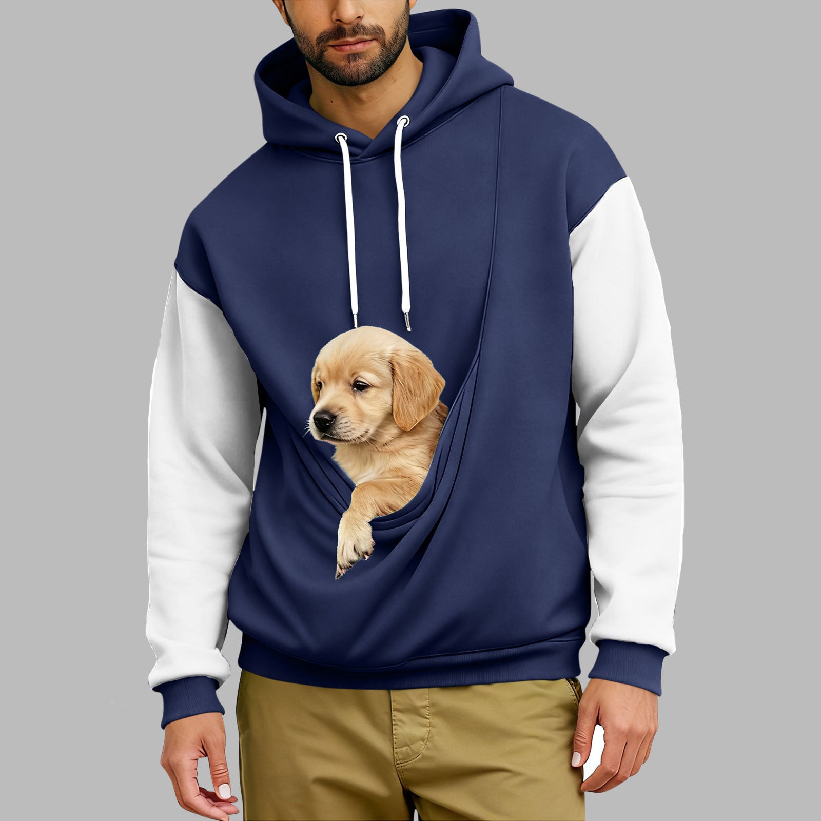Retro-Hoodie mit Farbblock-Muster