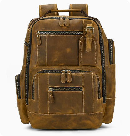 Retro Rucksack aus Rindsleder für 15-Zoll-Laptop