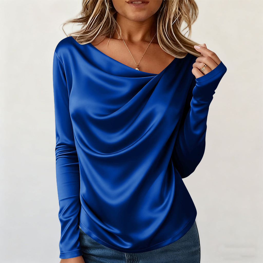 Satin-Bluse mit langen Ärmeln – Bild 4 | LuxeStyle