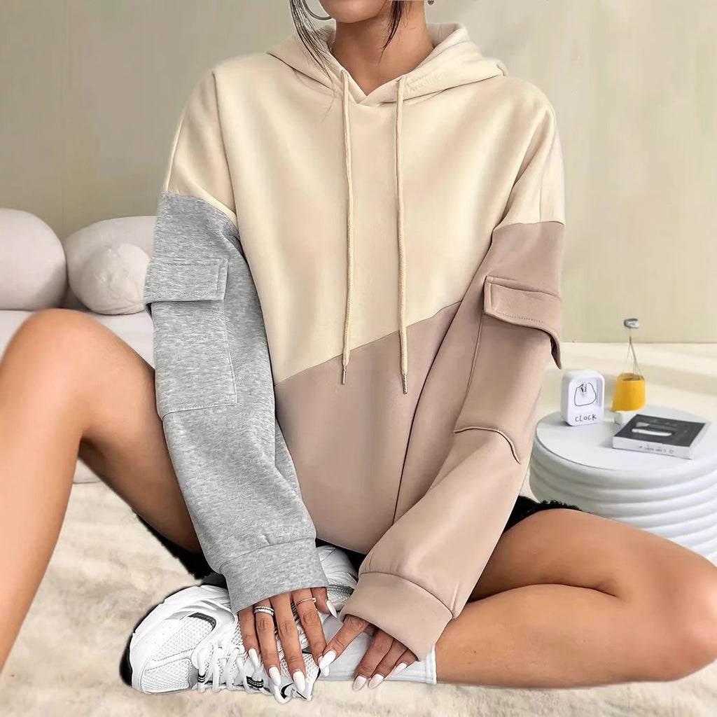 Color-Block Hoodie mit langen Ärmeln