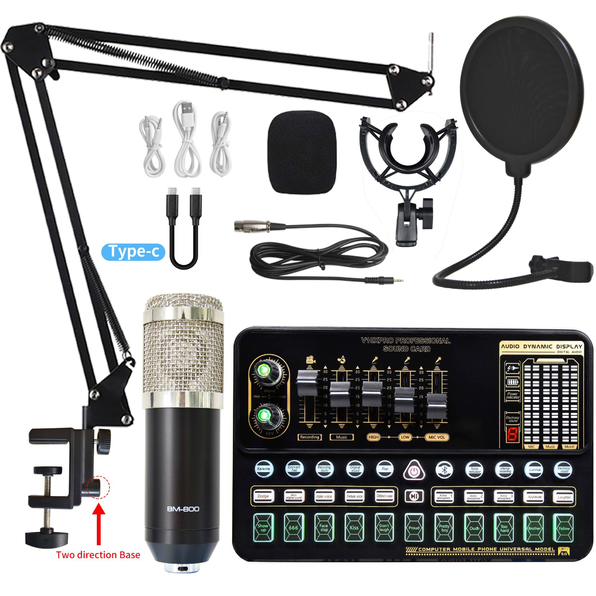 Live Broadcast Soundkarten-Set mit Kondensatormikrofon