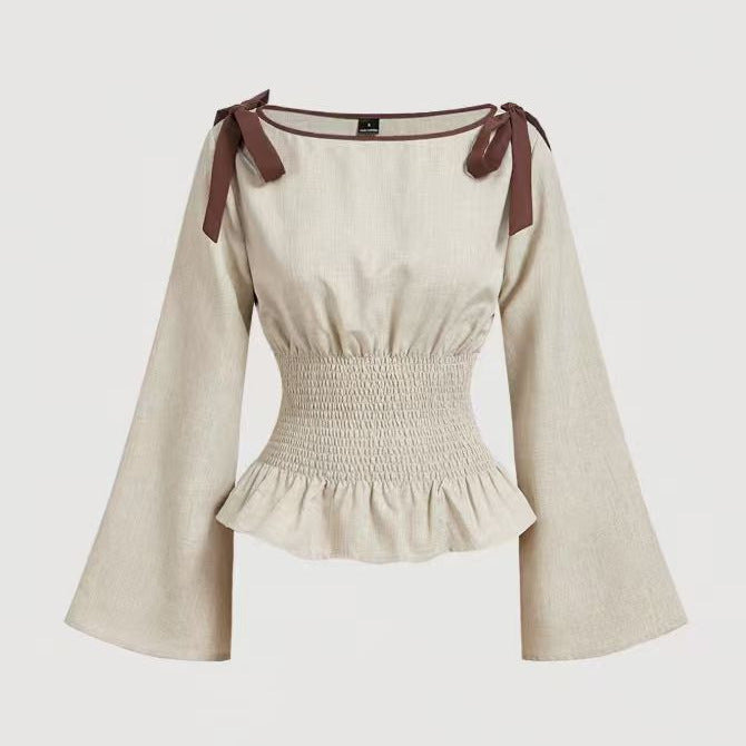 Peplum-Bluse mit Schleifen-Details · Trompetenärmel