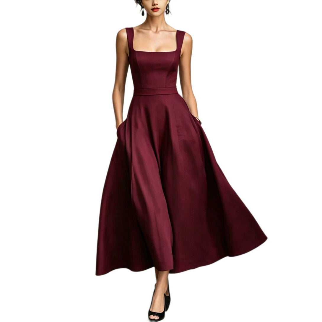 Damen-V-Ausschnitt-Maxi in A-Linie