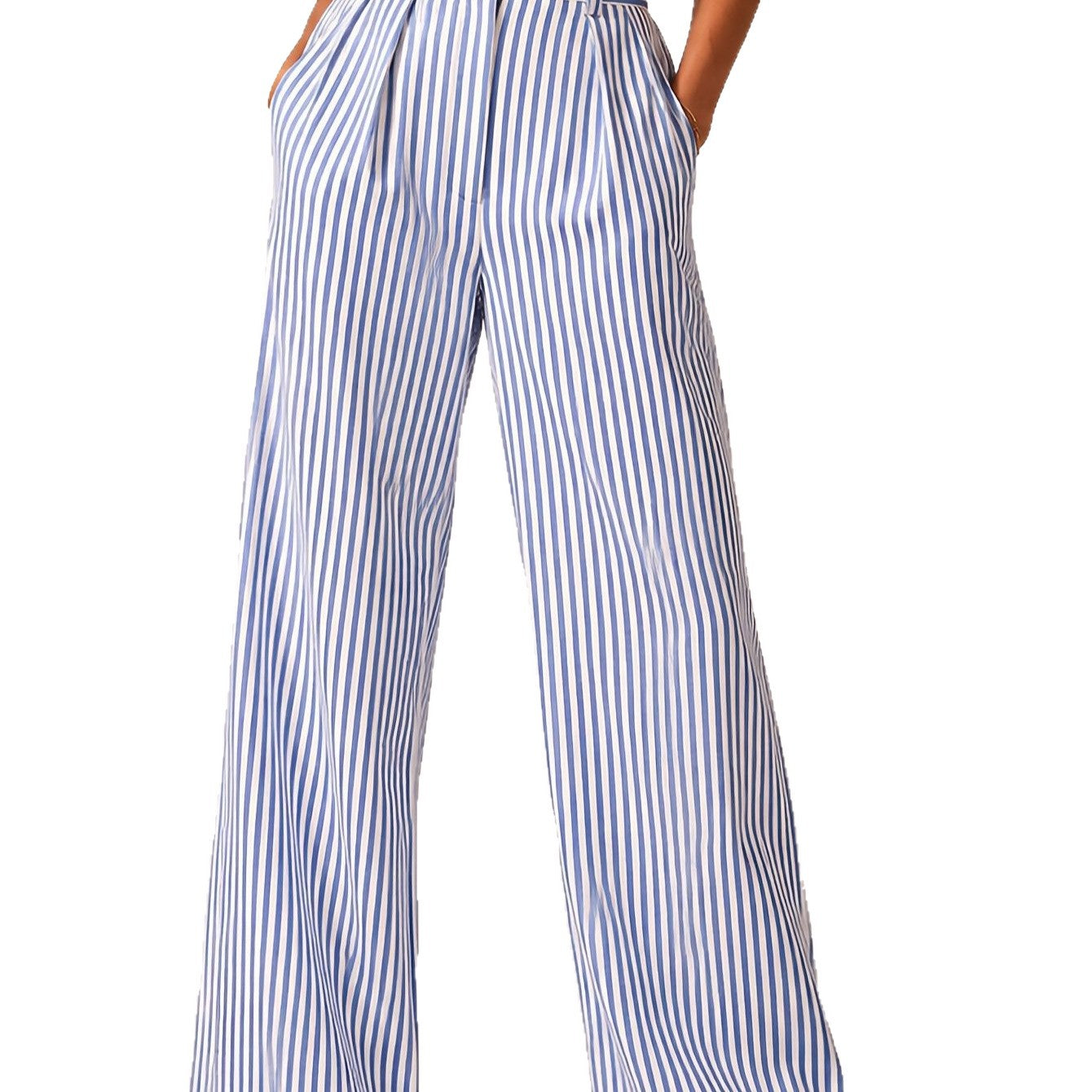 Gestreifte Wide-Leg Hose mit weitem Bein