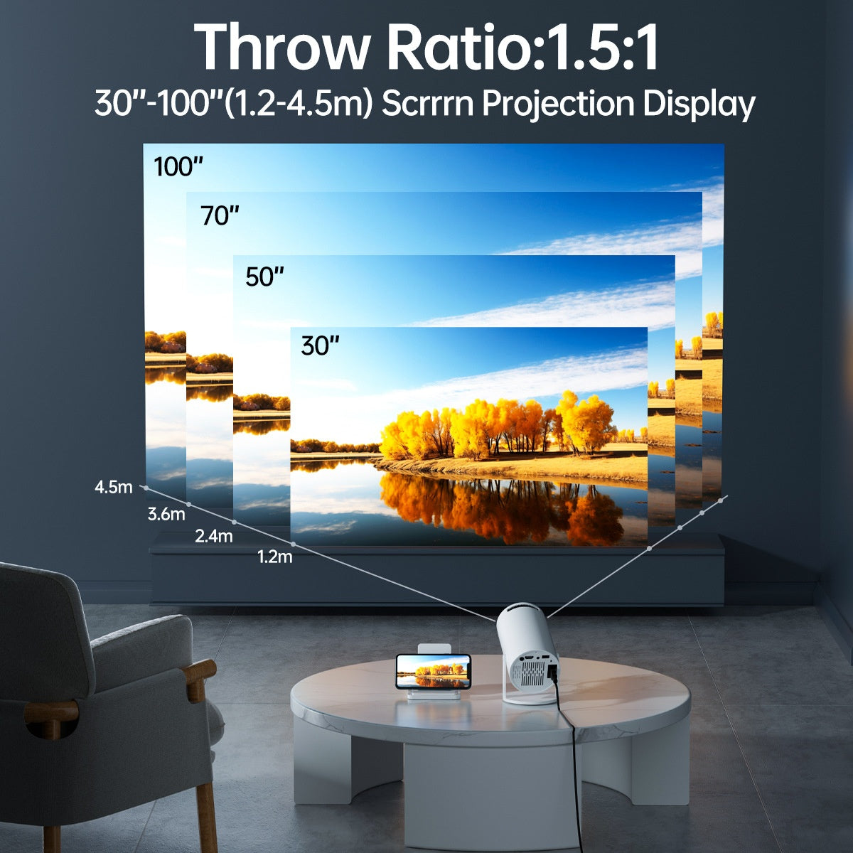 Tragbarer 4K WiFi HD Mini-Projektor