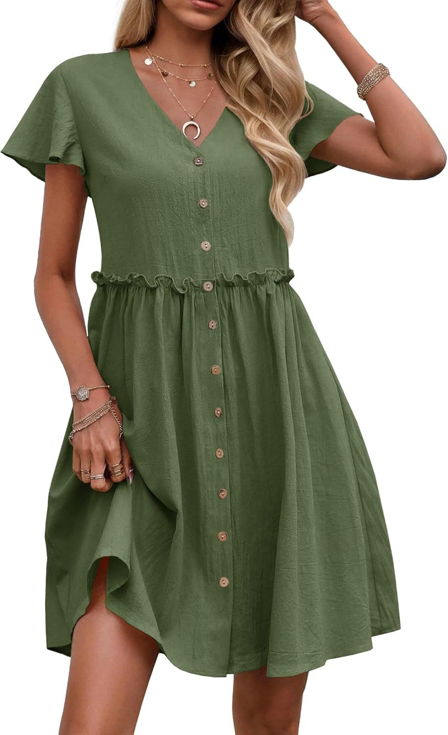 Boho V-Ausschnitt Rüschenkleid – Bild 2 | LuxeStyle