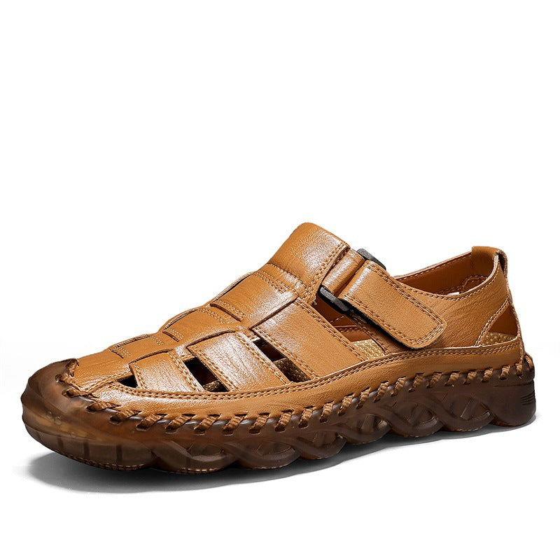 Herren-Strandsandalen aus Leder mit Zehenschutz