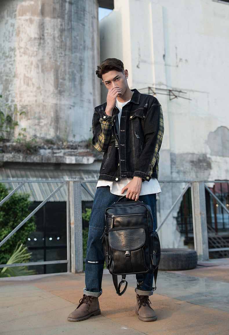 Grosser Rindsleder-Rucksack für Herren – Bild 16 | LuxeStyle