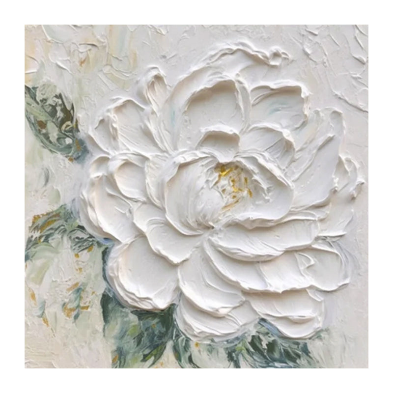 Cremeweisse Pfingstrosen-Blumen Ölgemälde | LuxeStyle