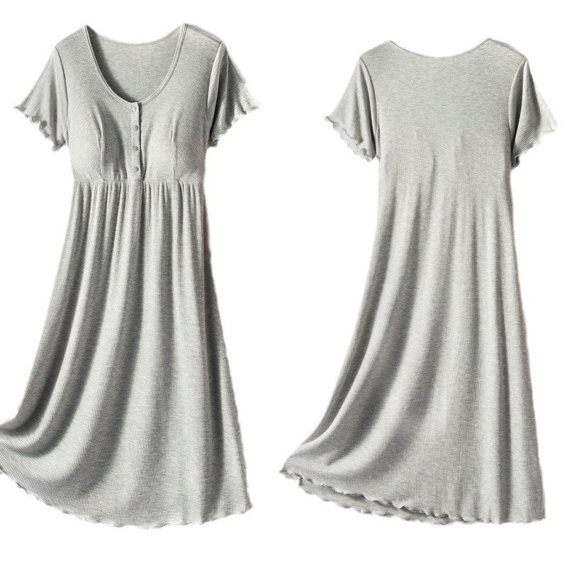 Modal-Damenkleid mit Rundhalsausschnitt und Kurzarmen – Bild 2 | LuxeStyle