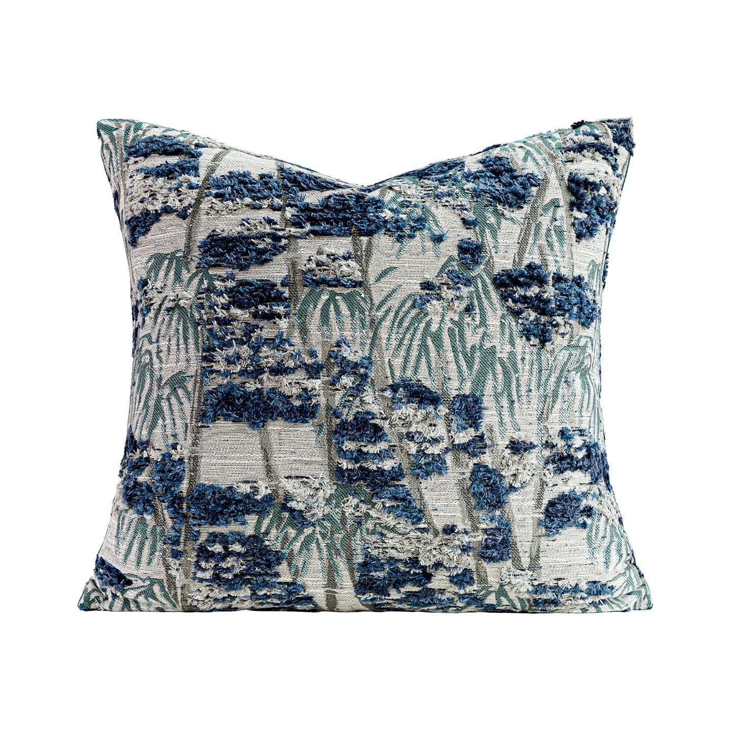 Blaues Tufted Jacquard Kissen