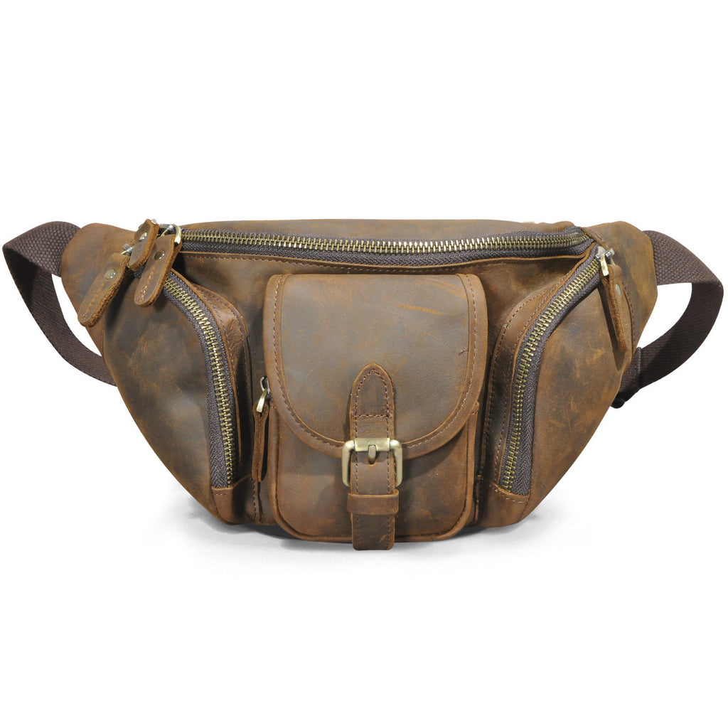 Crazy Horse Leder Brusttasche für Herren – Ansicht 2