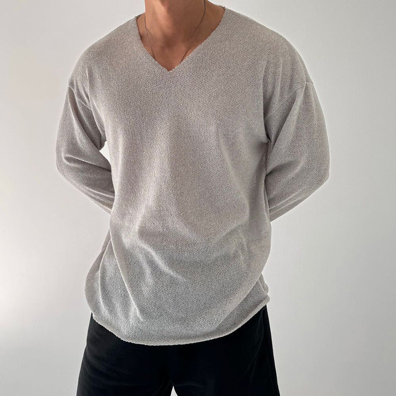 Herren Langarm-Strickpullover Slim Fit