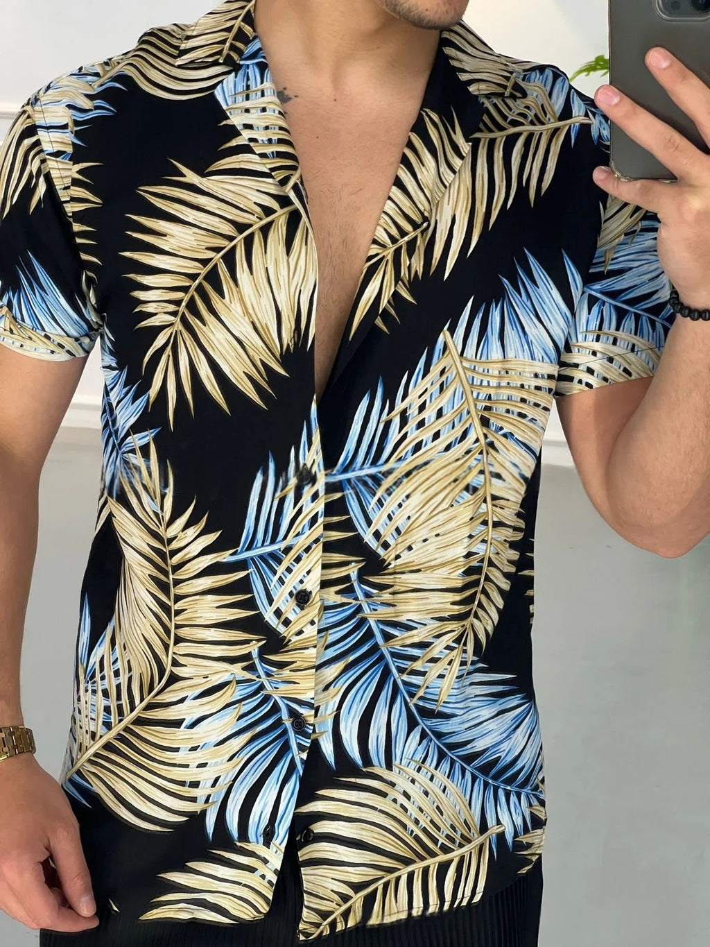 Hawaiianer-Print-Kurzarmhemd