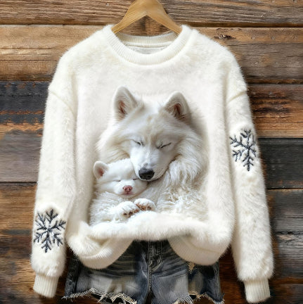 Damen-Weihnachtsdruck-Flanell-Hoodie