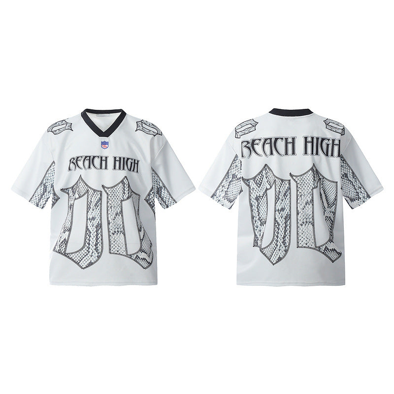 Mesh T-Shirt mit Schlangenhaut-Design