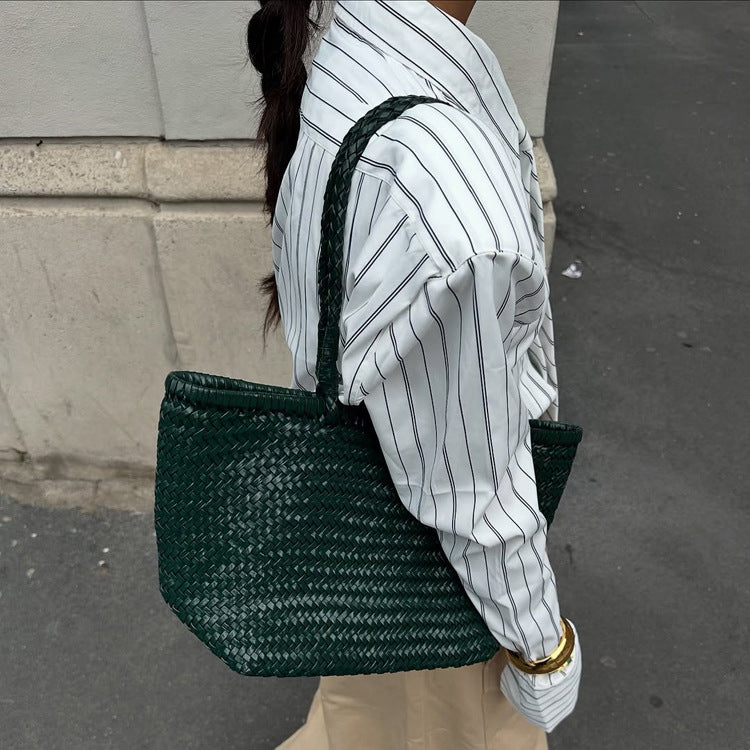 Gestreifter Cardigan mit Reverskragen & Bindegürtel