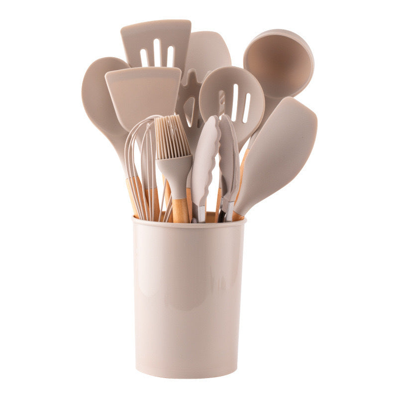 Silikon Küchenhelfer Set mit Holzgriff, 12-teilig