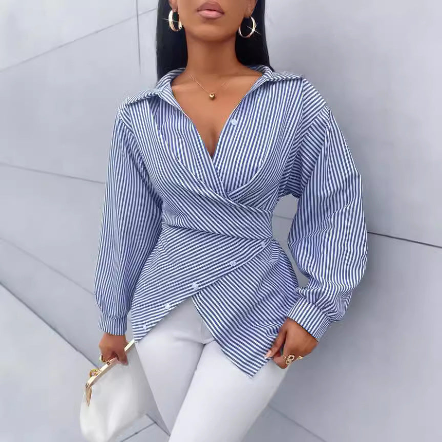 Strickbluse mit Streifen, lange Ärmel – Bild 2 | LuxeStyle