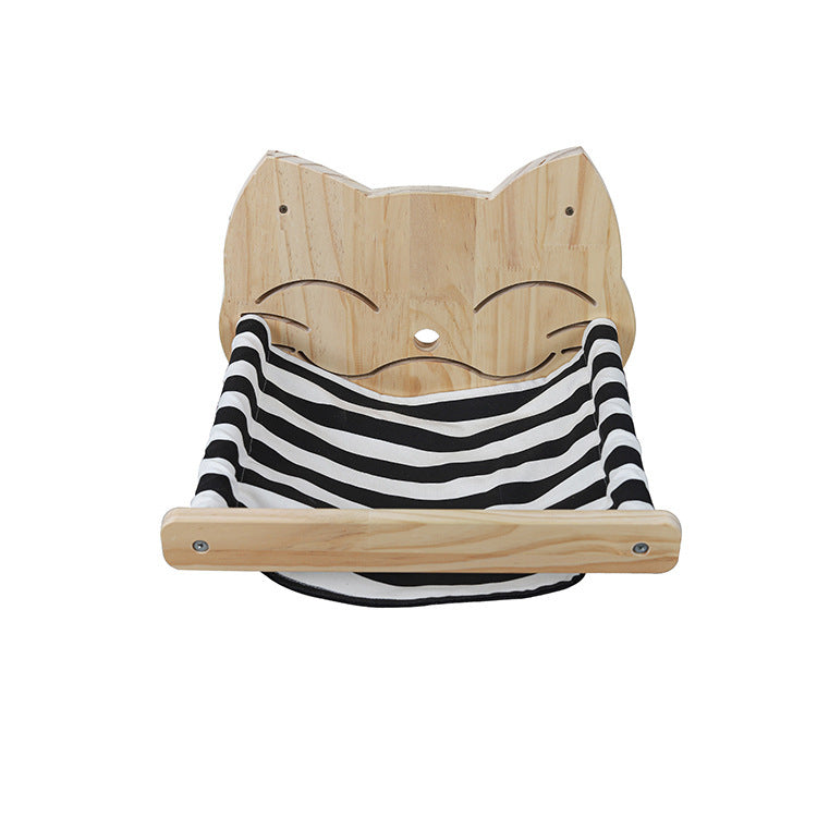 Wandmontierte Katzen-Kletterplattform aus Massivholz
