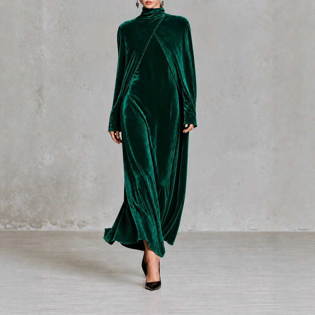 A-Linien-Kleid mit Rollkragen und langen Ärmeln – Bild 3 | LuxeStyle