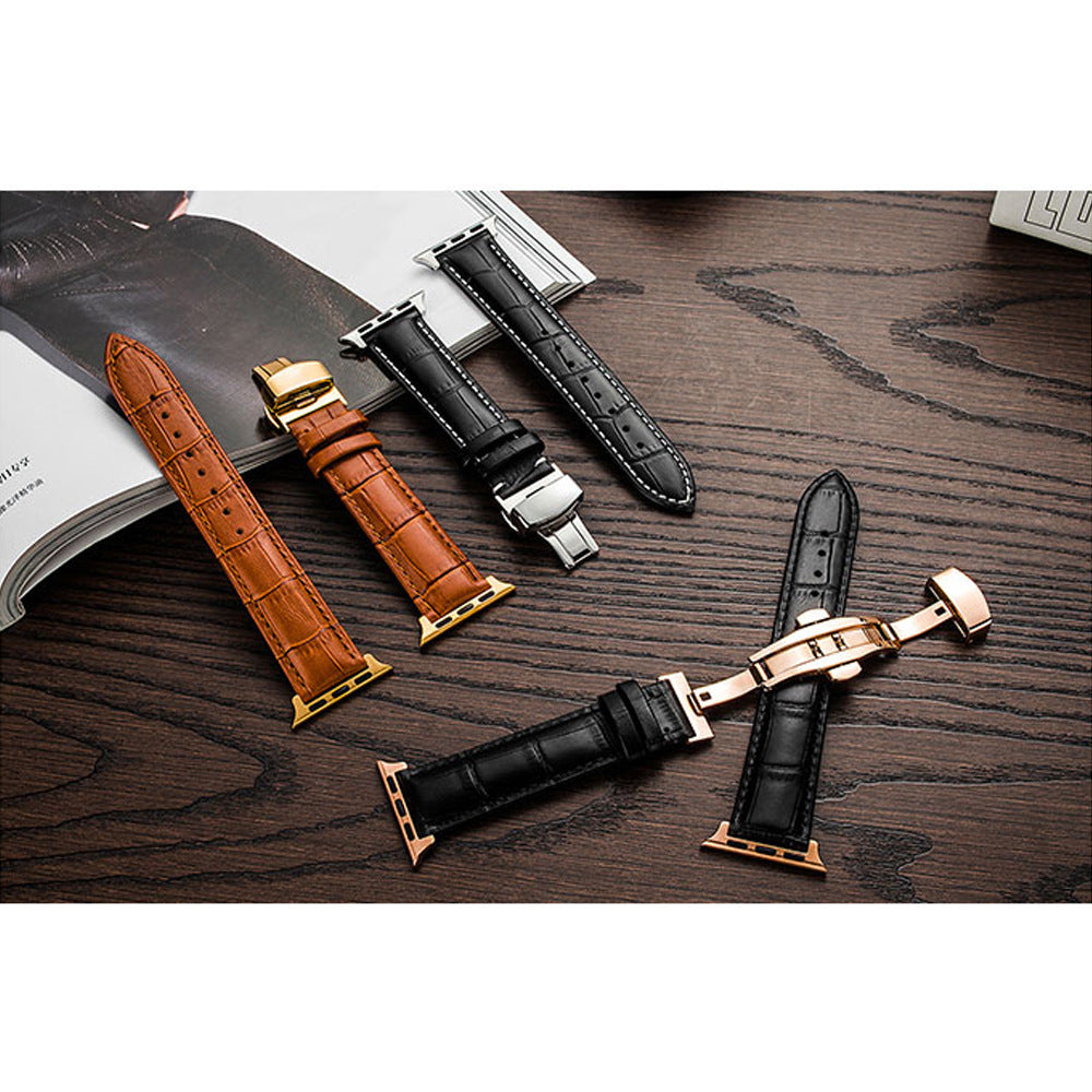 Lederarmband mit Faltschliesse und Doppelknopf