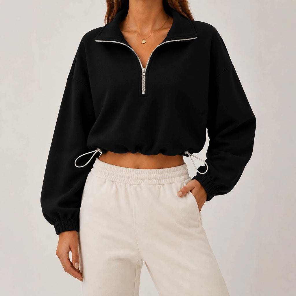 Loose-fit Langarm-Top mit Tunnelzug