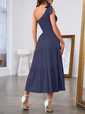 One-Shoulder Plissee-Kleid mit Schlitz