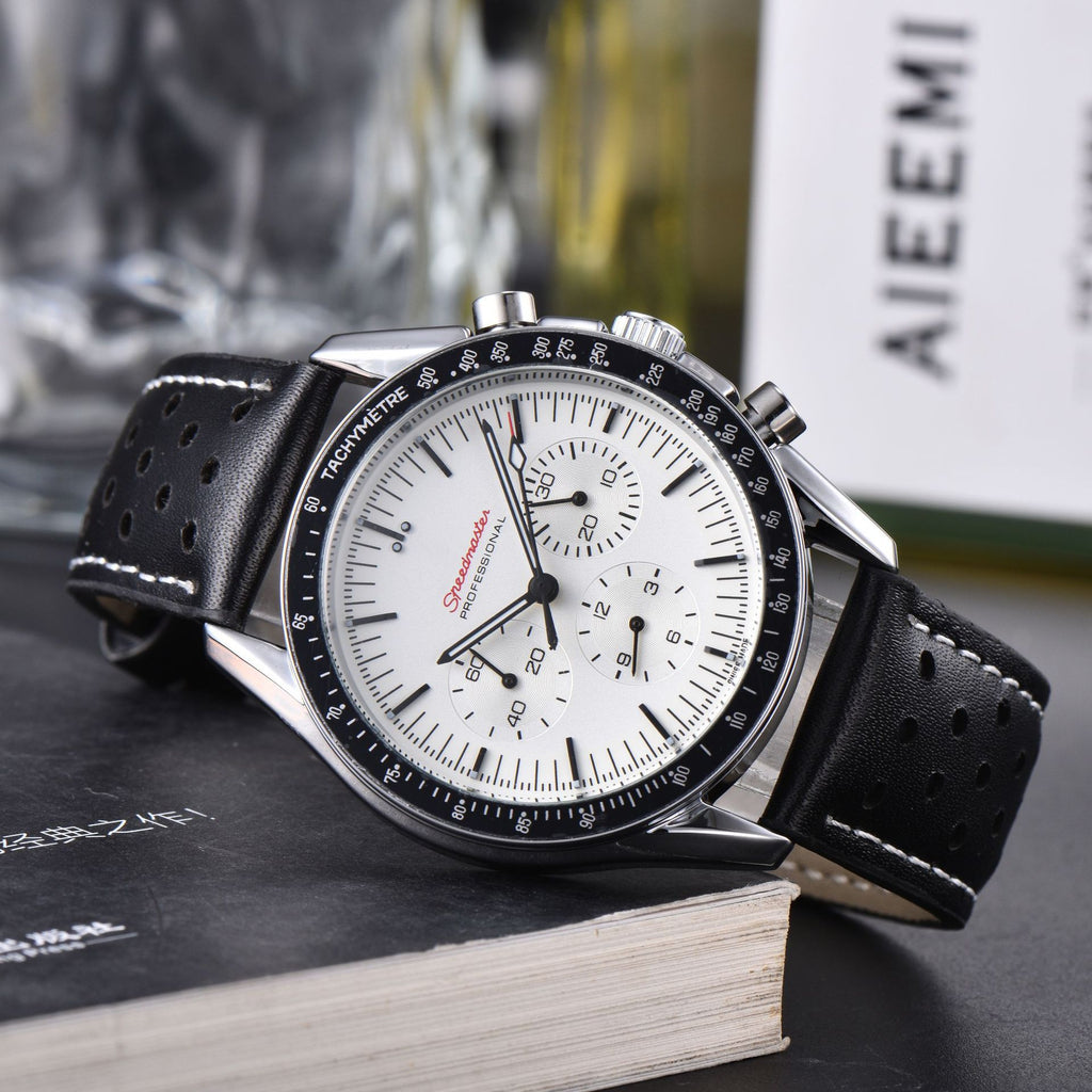 Business Herrenuhr, Lederarmband, Multifunktion