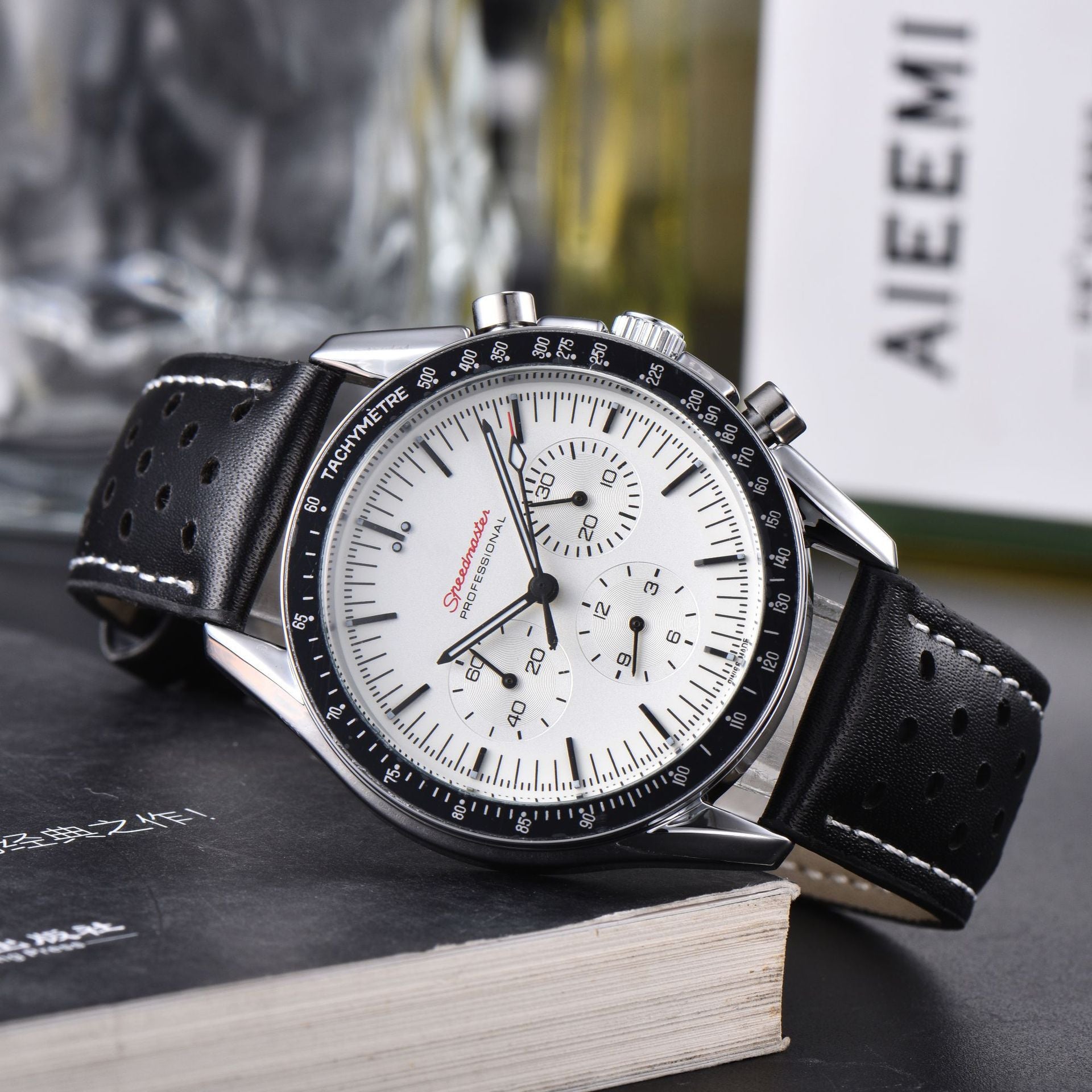 Business Herrenuhr, Lederarmband, Multifunktion
