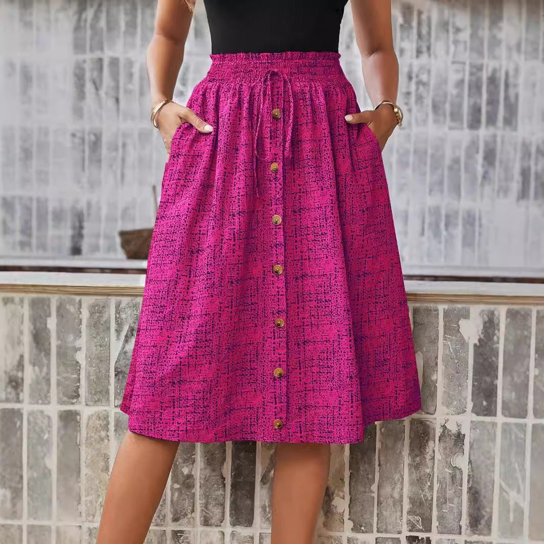 Midi-Rock mit Print und Knopfleiste