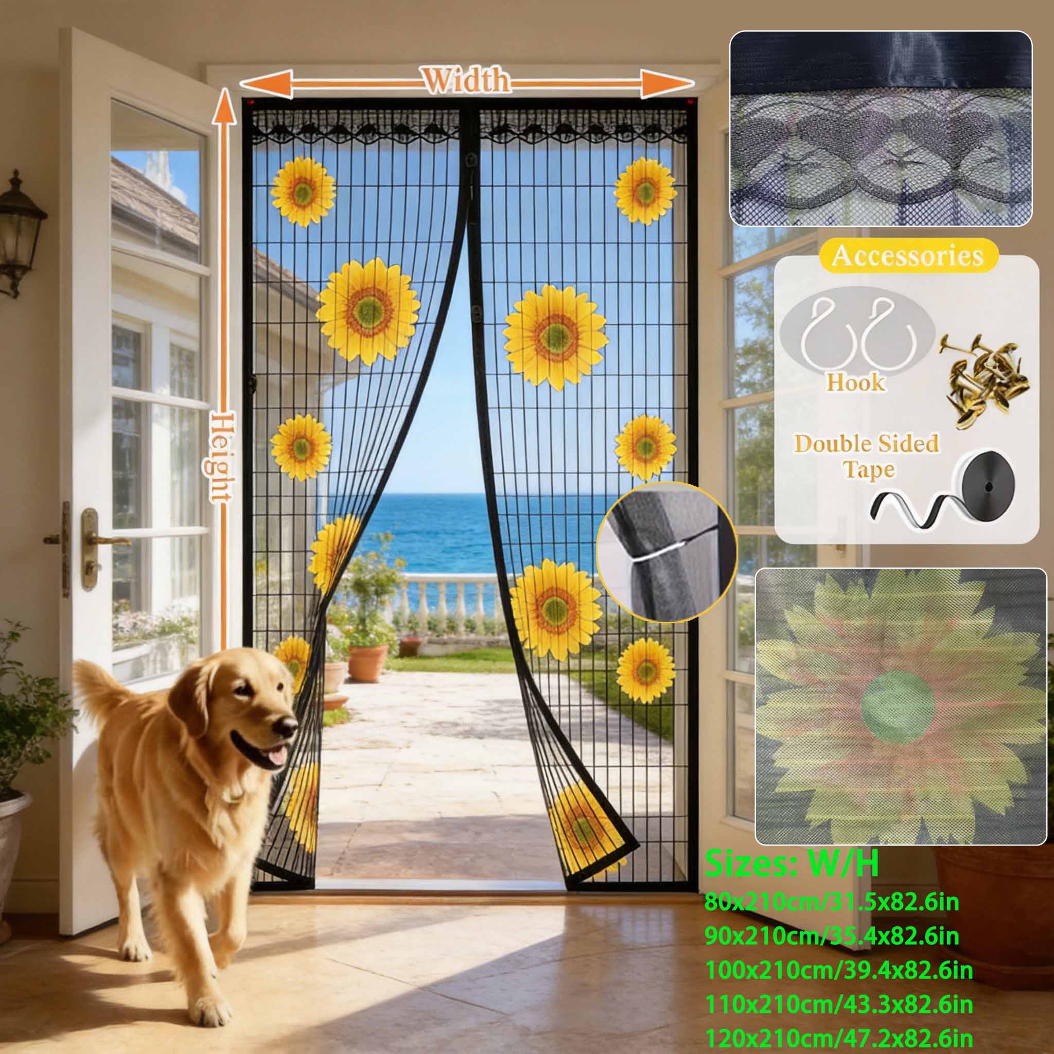 Magnetischer Türvorhang mit Sonnenblumen-Print