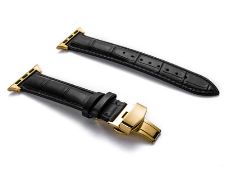 Lederarmband mit Faltschliesse und Doppelknopf