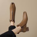 Retro Ankle Boots aus Schafsleder mit Chunky-Absatz