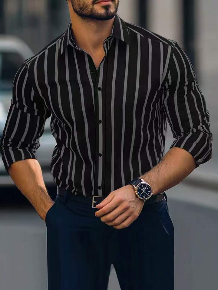 Gestreiftes Langarmshirt mit Stretch für Herren – Bild 10 | LuxeStyle