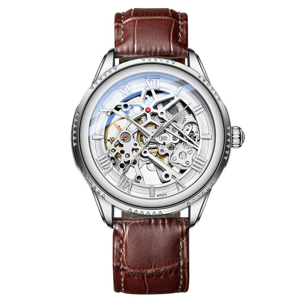 Mechanische Herrenuhr, Leder, wasserdicht – Bild 1 | LuxeStyle