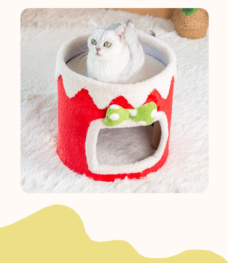Doppellagiges Katzenbett mit Kletterrahmen