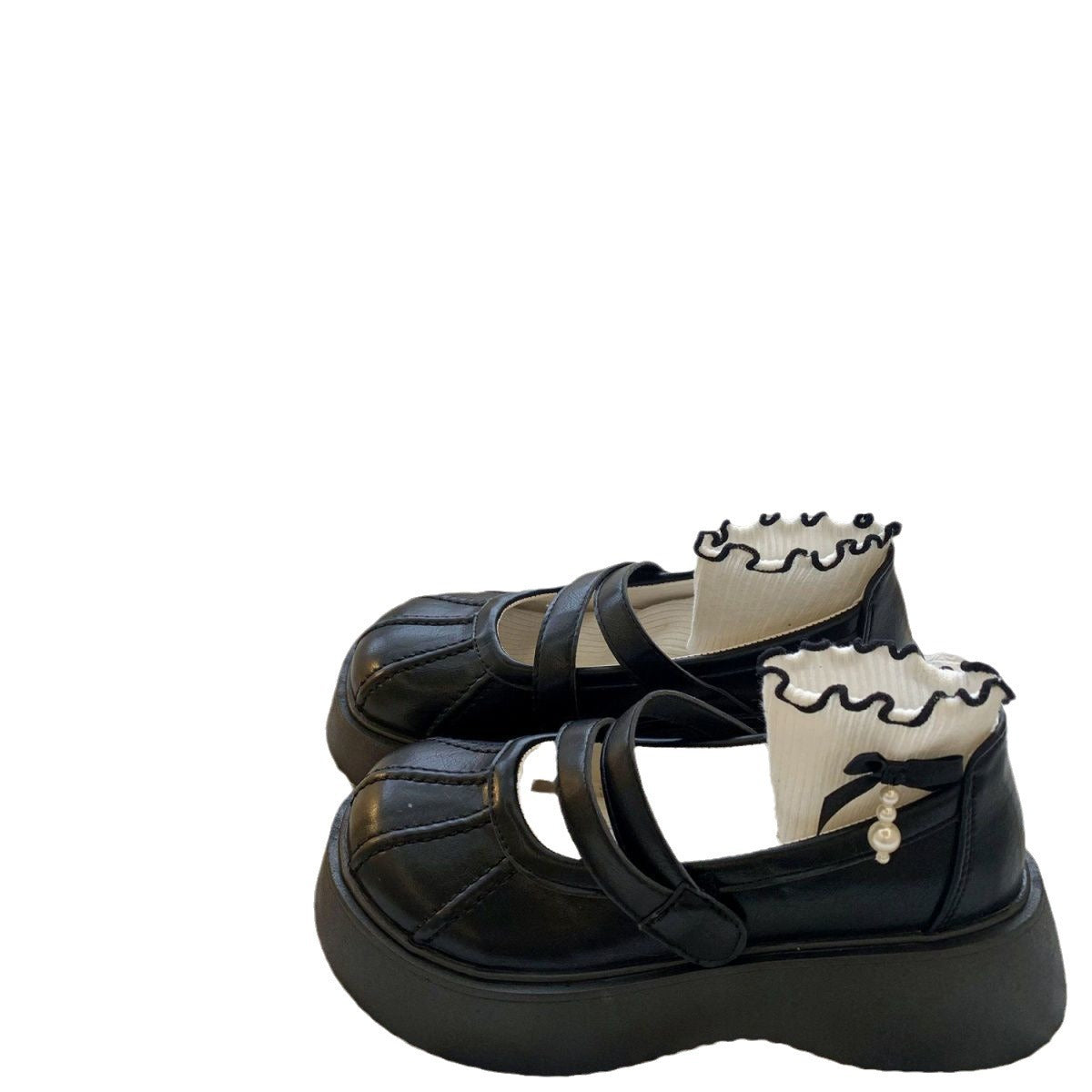 Japan-inspirierte Leder-Halbschuhe mit Absatz