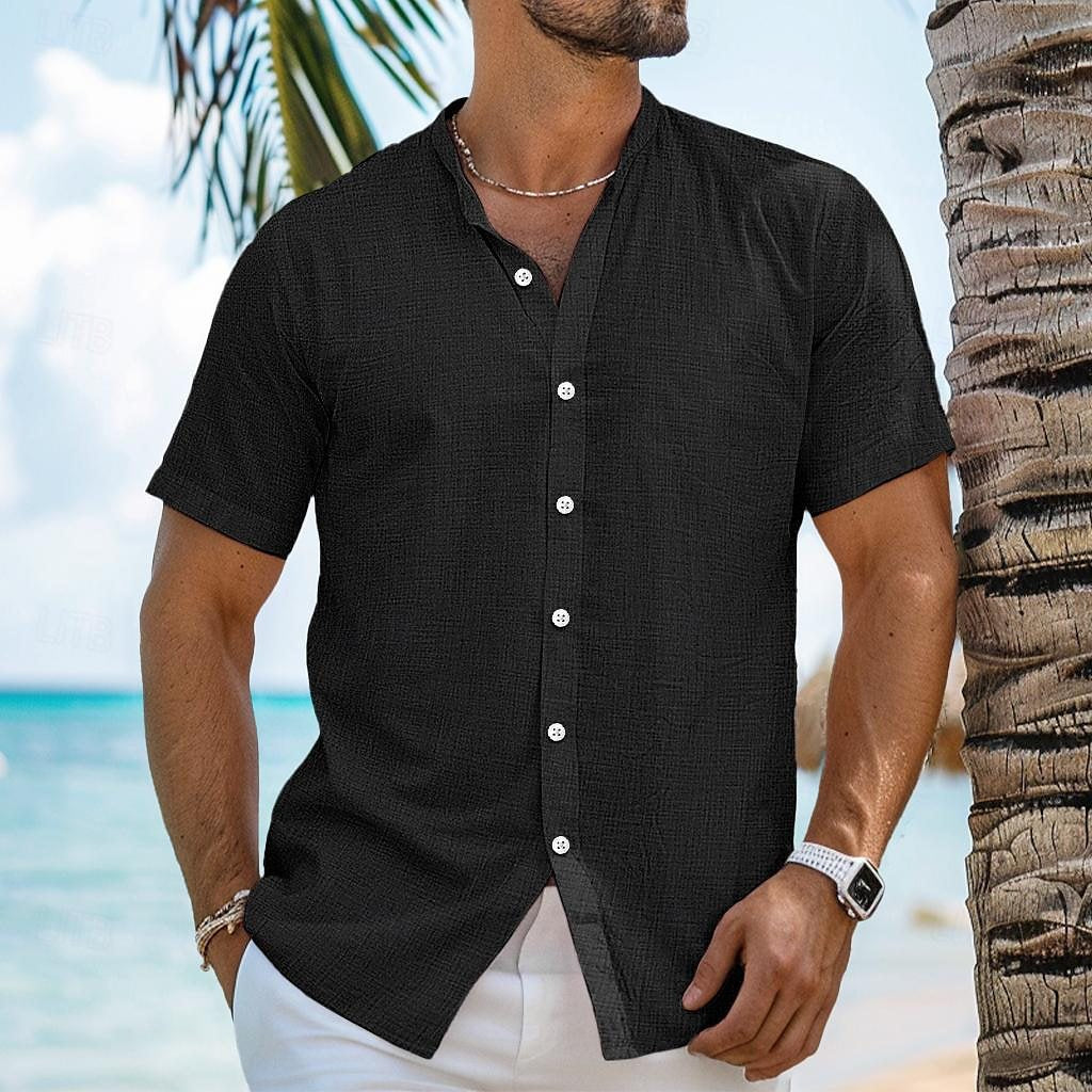 Herren Leinen-Baumwoll Cardigan mit Henry-Kragen – Bild 6 | LuxeStyle