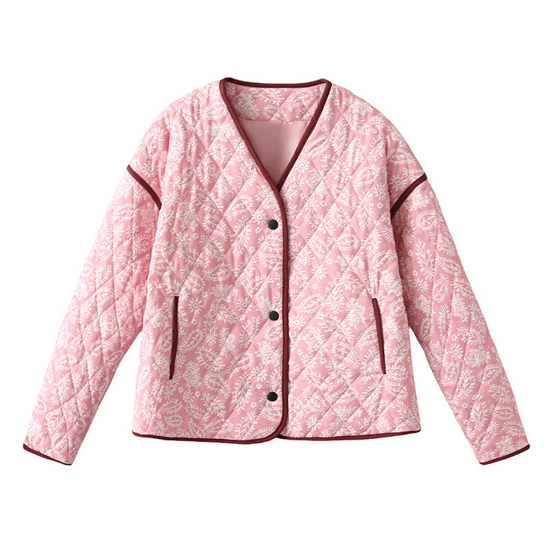 Gedruckte Jacke mit V-Ausschnitt – Bild 5 | LuxeStyle