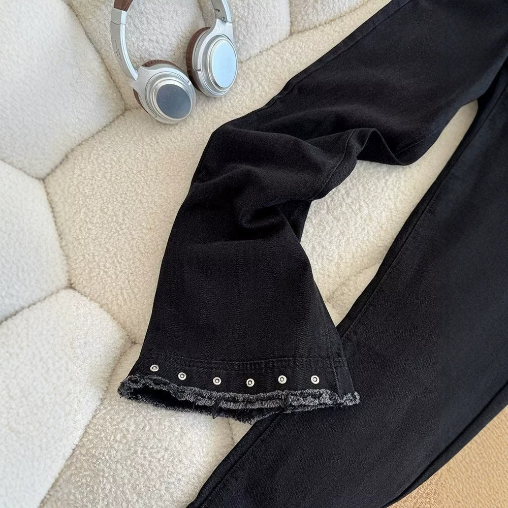 Herren Jeans mit Nieten, Schwarz