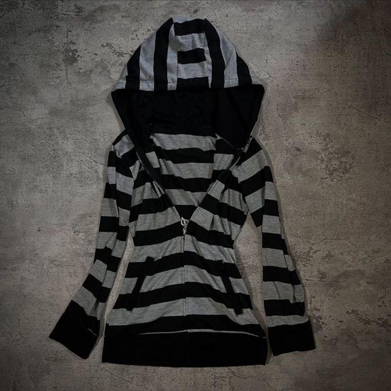 Retro Streifen Hoodie mit Zipper