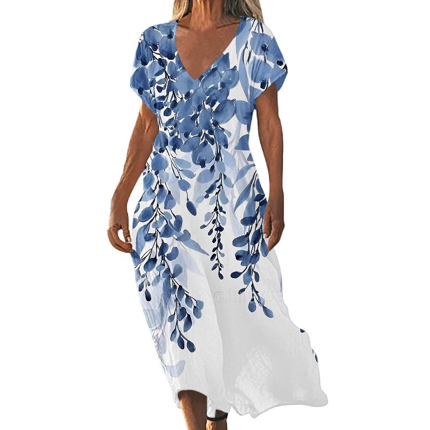 V-Ausschnitt Freizeitkleid Kurzarm