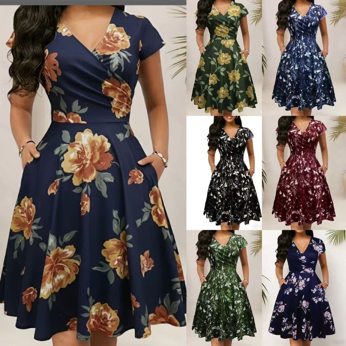 Damen A-Linien Midikleid mit Blumenmuster – Bild 7 | LuxeStyle